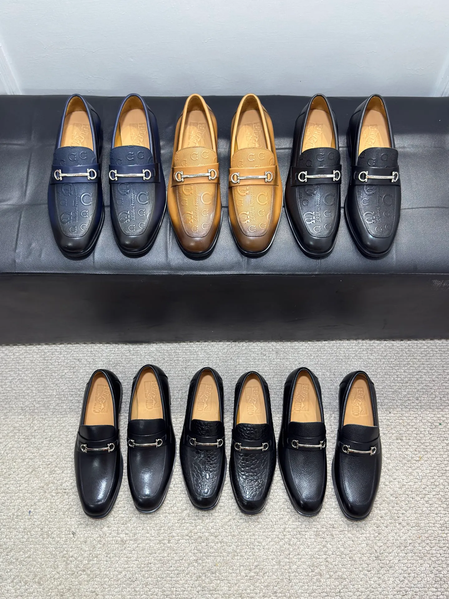 Men's men's shoes 💰480 [New style] 🐠🐠New Ferragamo [Ferragamo] top imported suit men's shoes 💯 Official website original copy, product materials: selected imported embossed calfskin + luxury hardware buckle accessories ~ imported water-dyed cow 🐂 leather lining. Strong three-dimensional visual effect, original combination outsole, multiple colors available😘 Size: 39-44 (customized at 45.46.47